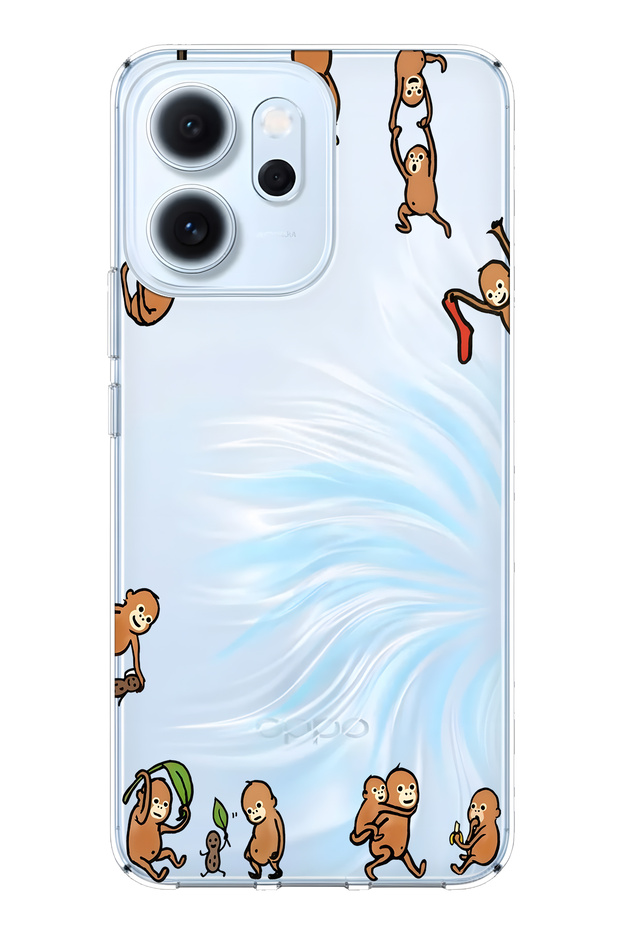 Oppo Reno 14F Compatible Monkeys Patterned Transparent Phone Case
