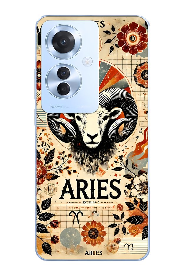 Oppo Reno 11F 5g Compatible Aries Zodiac Patterned Transparent Phone Case