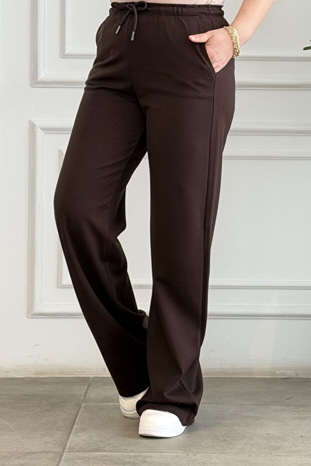 Wide Leg Trousers with Elastic Waist