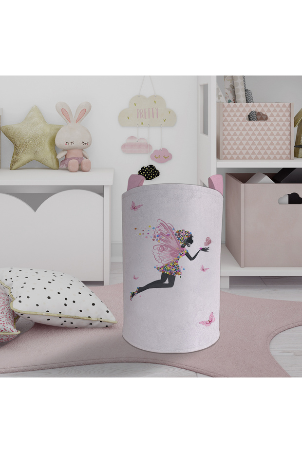 BABY AND KIDS ROOM Flying Butterfly Princess Patterned Toy Basket