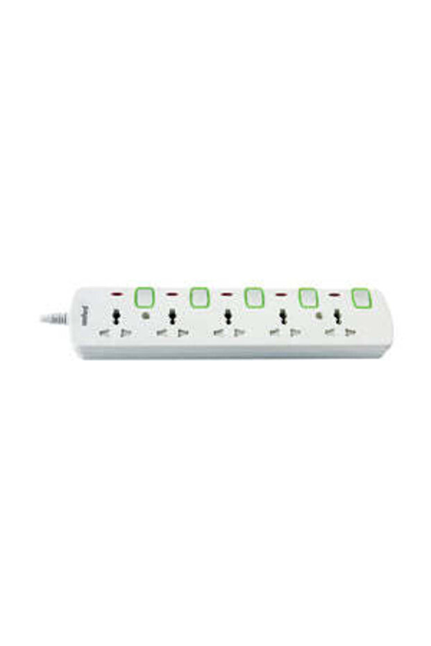 Universal 5-Way Socket Extension 13 A with Surge Protection and LED Indicator