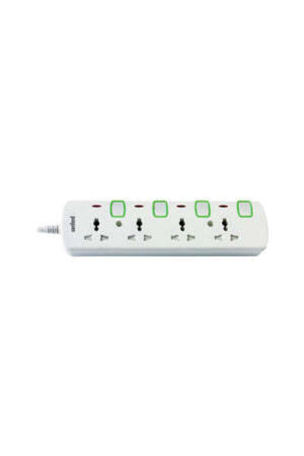 Universal 4-Way Socket Extension 13 A with Surge Protection and LED Indicator