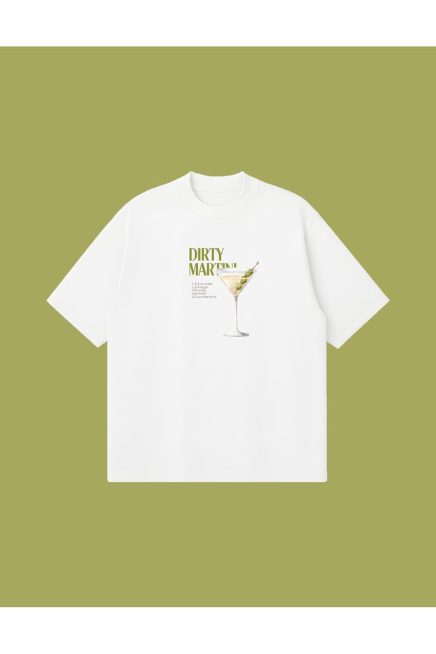 Dirty Martini Cocktail Boxy Fit Oversized Unisex 100% Cotton Pack Tshirt – Printed T-Shirt | Streetwear