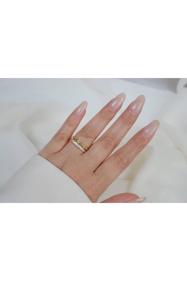 Yzk364 Special Series Double Row Gold Chain Detail Ring