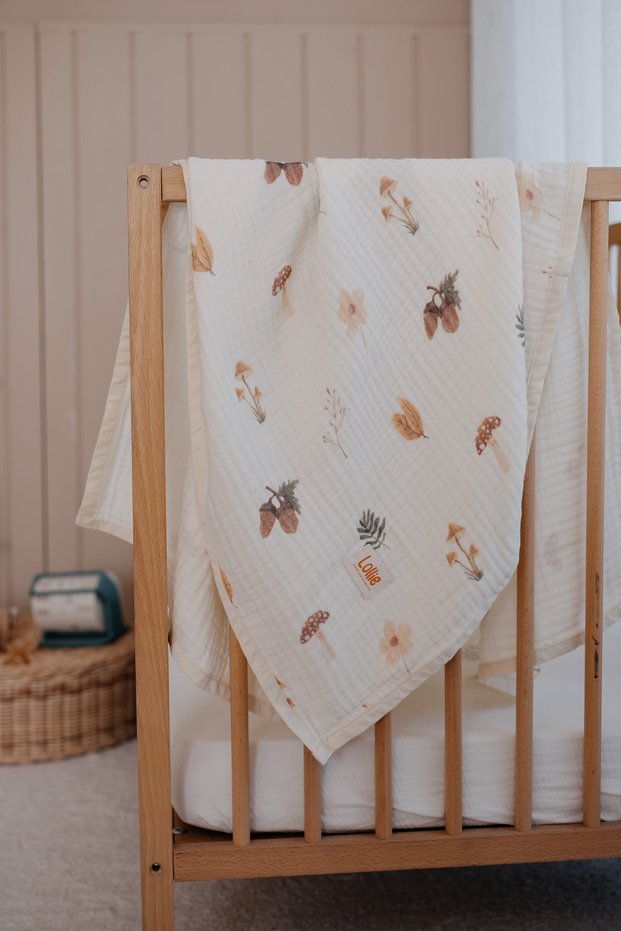 Organic 4 Layer Muslin Blanket Baby Kids 80X100 cm - Forest