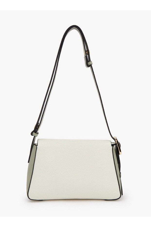 Textured Panel Shoulder Bag with Button Closure - 4