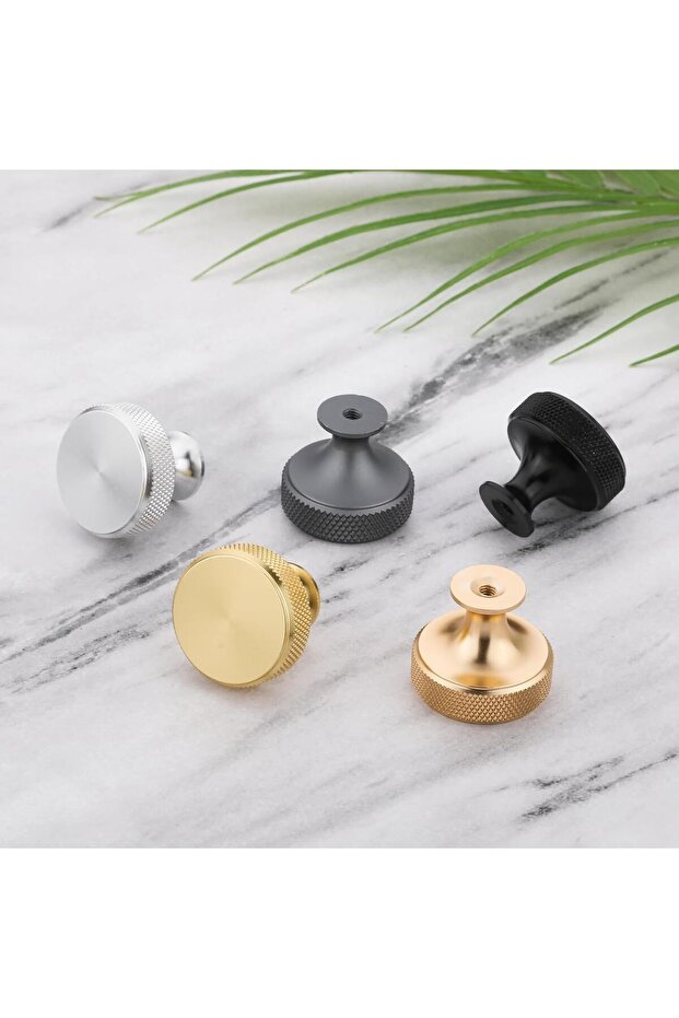 Silk Route - Kitchen Cabinet Knobs, 10Pcs Black Cabinet Knobs Door Knobs, Drawer Knurled Dresser Pul - 4