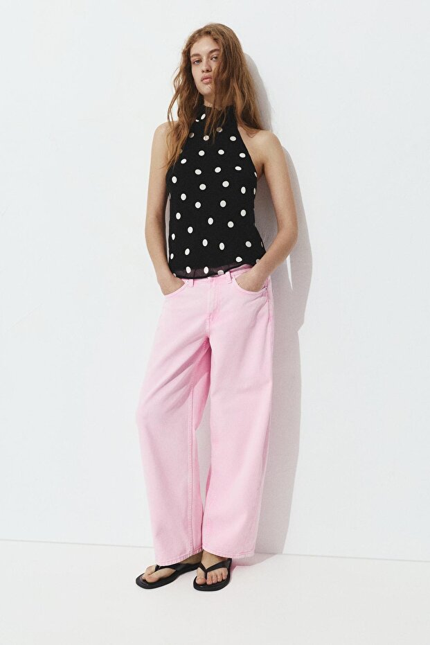 Puantiye desenli halter top - 4