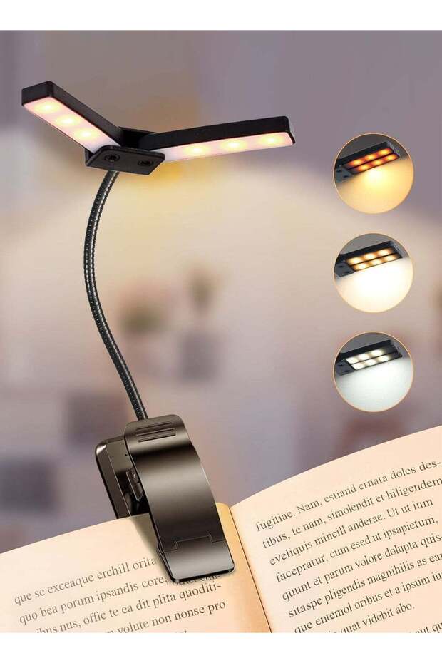 مصباح قراءة، مصباح بمشبك للقراءة، 9 أوضاع، مصباح قراءة LED بمشبك