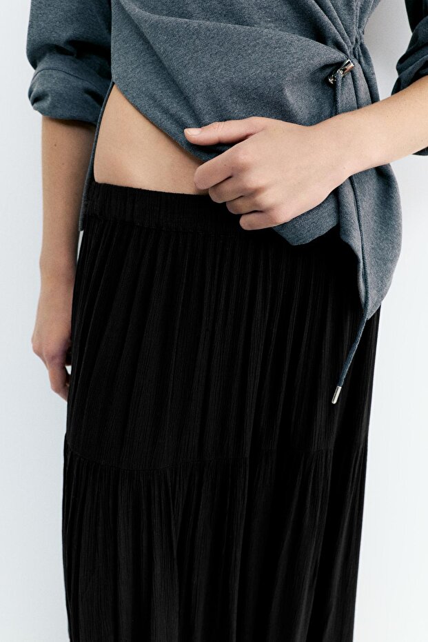 Panel detaylı midi etek - 4