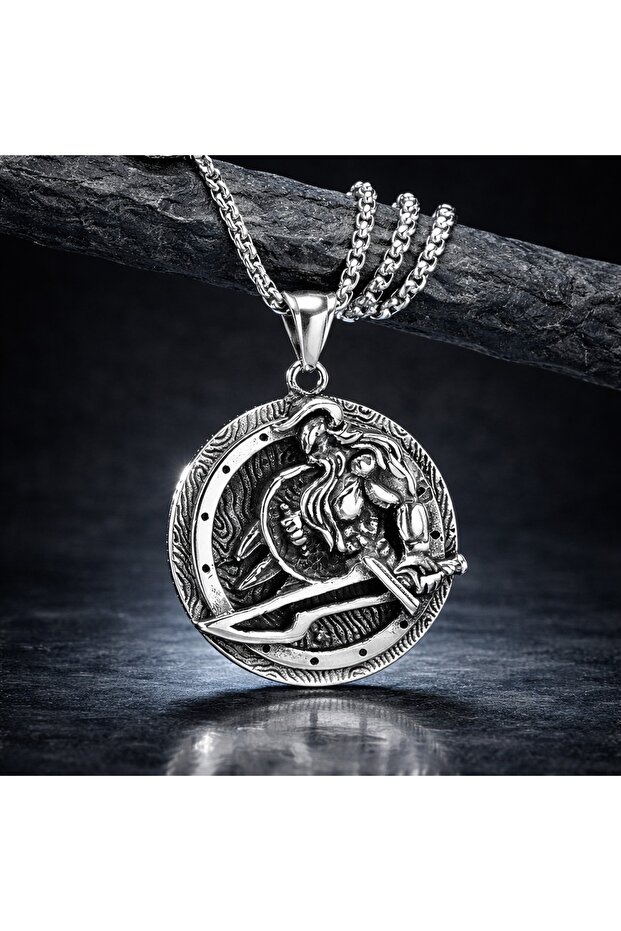 Stainless Steel Norse Design Warrior Men's Viking Necklace