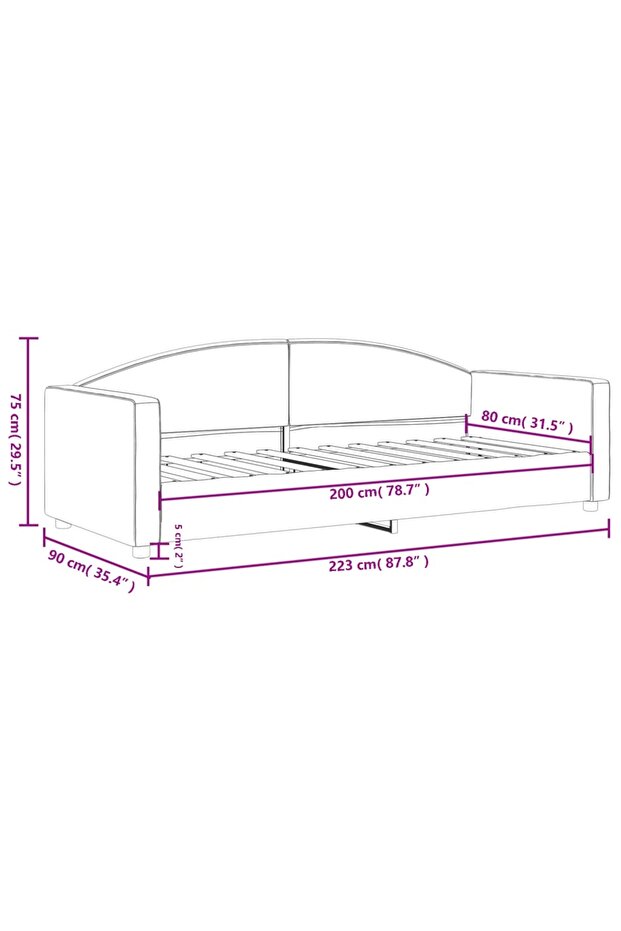 Bed frame, light grey, 80x200 cm, textile - 8