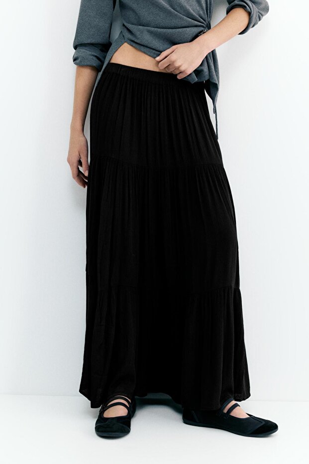 Panel detaylı midi etek - 2