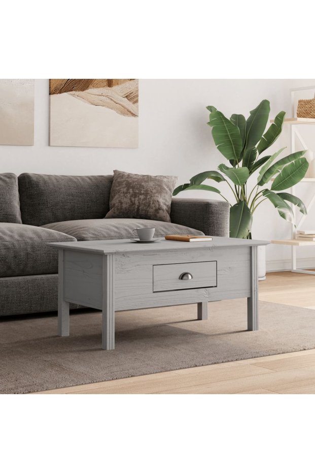 Coffee table "BODO", gray, 100x55x45 cm, solid pine wood