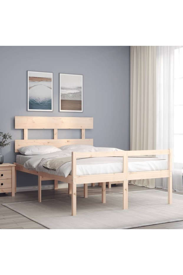 Bed frame with headboard, 120x200 cm, solid wood