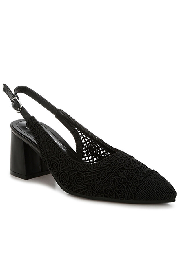 Women's Woven Design Slingback Sandal in Black