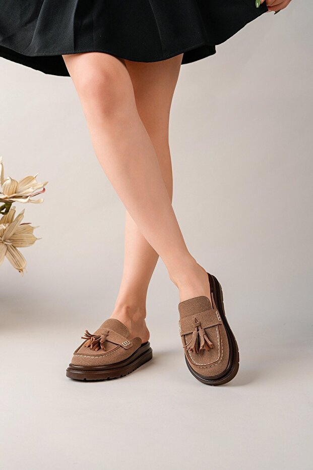 Women's Mink Suede Loafer Tasseled Slippers