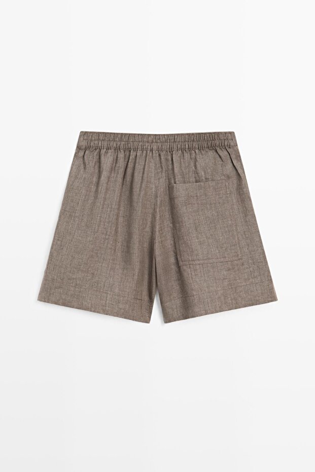 Kısa keten bermuda şort - 8