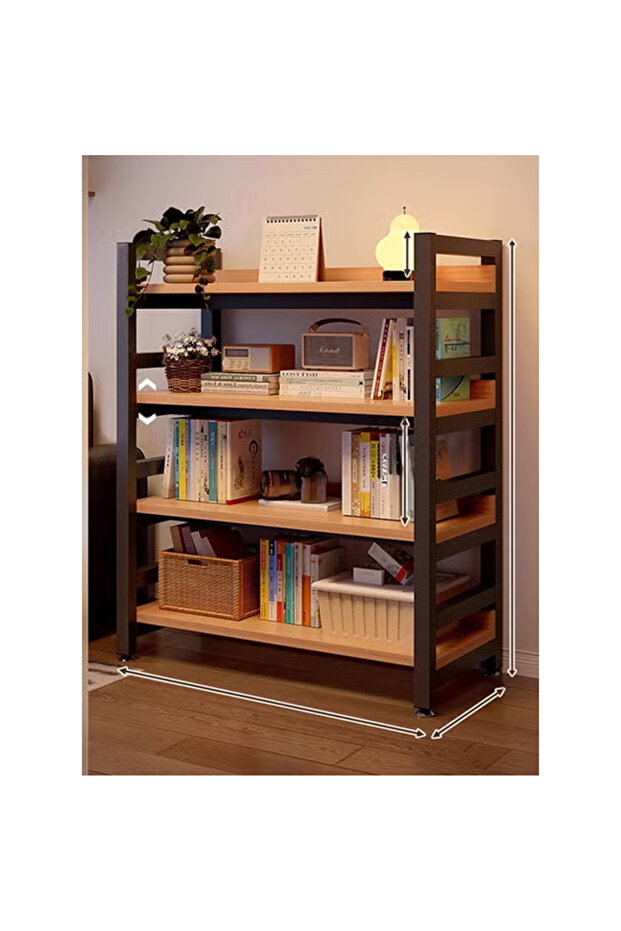 Solid Wood Bookcase - Natural Pine Floor Standing Bookshelf for Study, Living Room & Bedroom