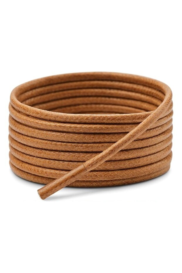 150 cm Round Waxed Laces, Sports Classic Shoelaces, 1 Pair, Tan