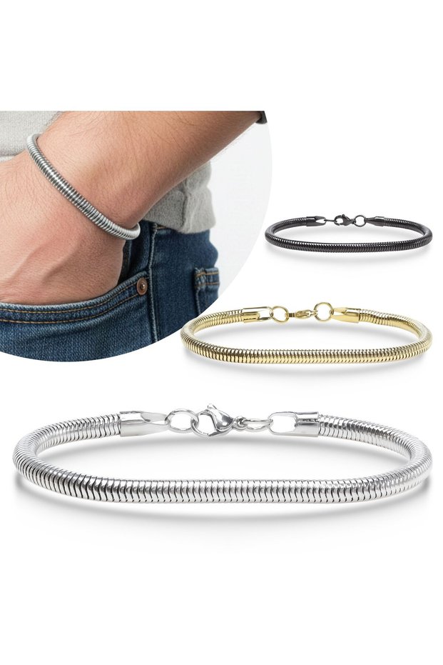 💎 Premium Spiral Braided Steel Chain Bracelet 6mm 3183Czb2D9 - 20 cm - Black Color