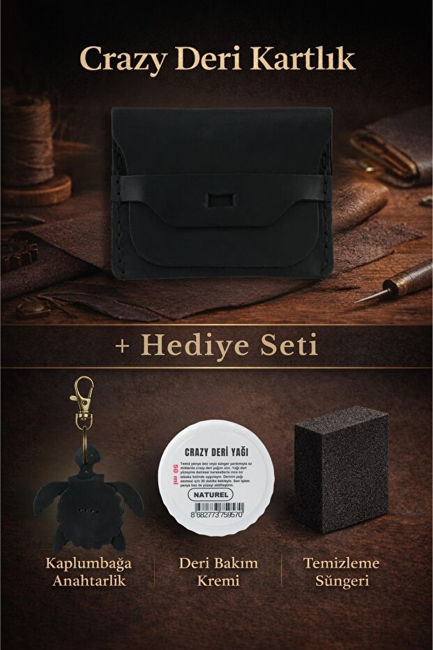 Crazy Leather Card Holder – Genuine Oiled Leather Leather, Rustic Look, Handmade – for Daily and Travel Use