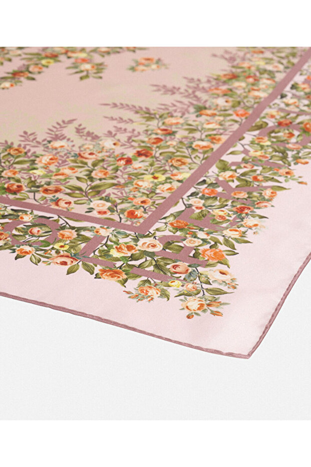 Çiçek baskılı ipek eşarp - 2