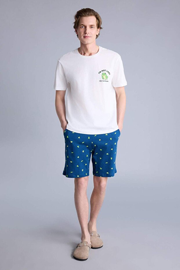 100% Cotton New Regular Fit Short Sleeve 2-Piece Pajama Set H0580Ax26Sp