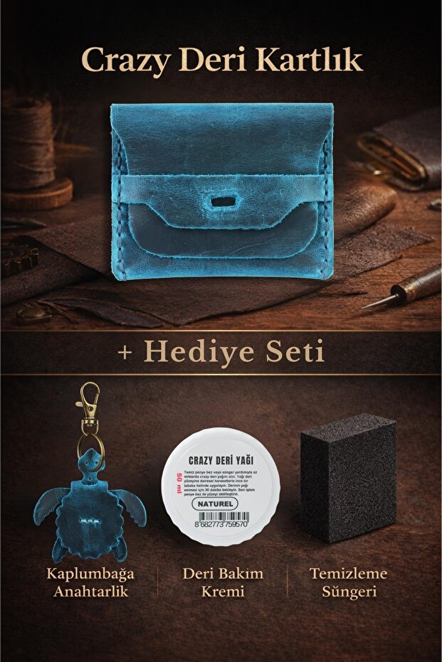 Crazy Leather Card Holder – Genuine Oiled Leather Leather, Rustic Look, Handmade – for Daily and Travel Use