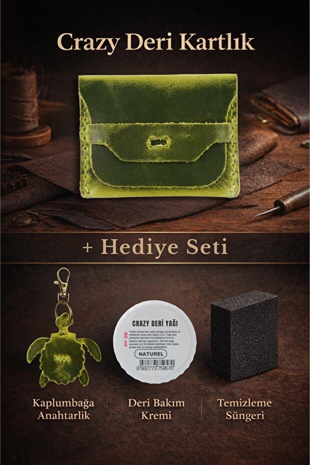 Crazy Leather Card Holder – Genuine Oiled Leather Leather, Rustic Look, Handmade – for Daily and Travel Use