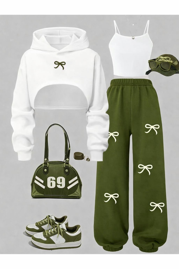 Children's 3-Piece Winter Long Sleeve Hooded Crop - Strappy Crop - Tracksuit