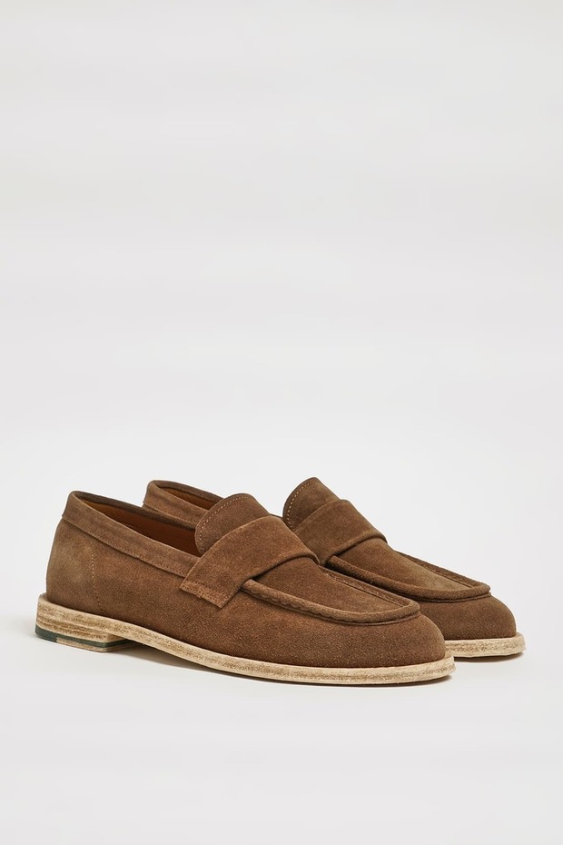 Tony Model Genuine Suede Leather Leather Sole Loafers Shoes