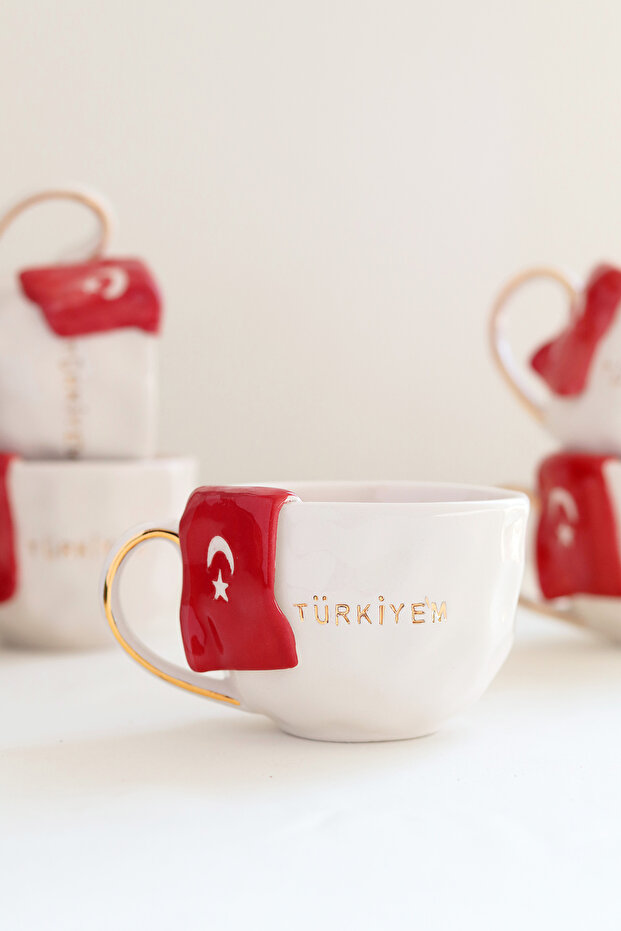 My Turkey 🇹 🇷 Turkish Flag 24K Gold Decorated Handmade Special Edition Mug 250ml
