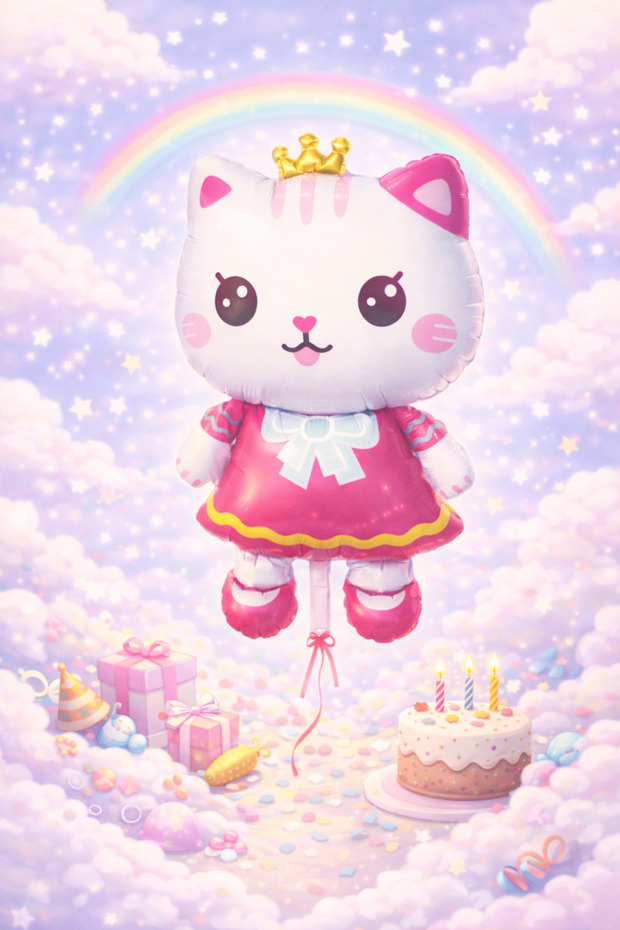 Princess Cat Foil Balloon – Cute Design with Dress