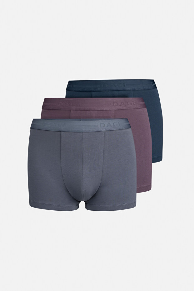 Blue-Purple 3-Piece Patterned Cotton Boxers