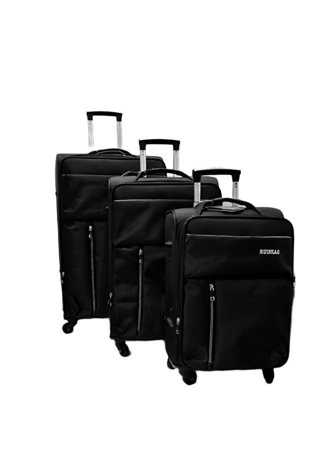 Valize textil negre 3/set - 1