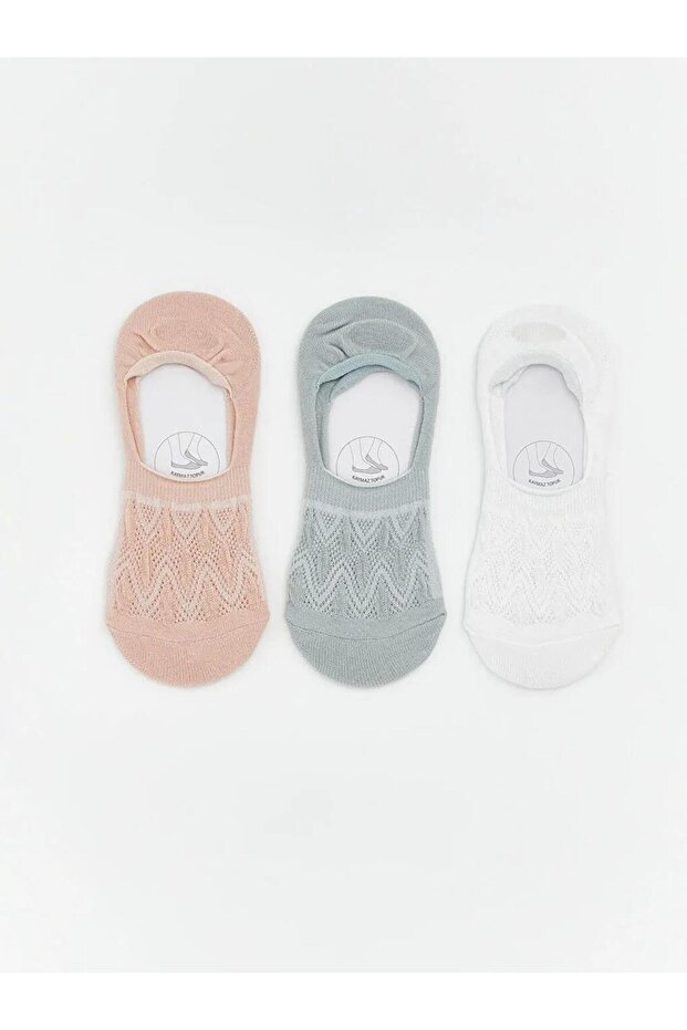 Non-Slip Heel Lace-Like Knit Women's Ballet Flats Socks 3-Pack (S6)