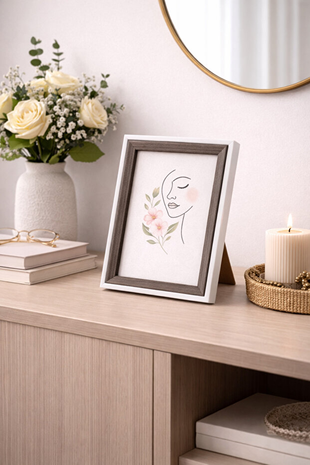 إطار صور من الخشب الصلب مع زجاج مقاس 15 × 20 سم، إطار ديكور لسطح المكتب، خشب طبيعي بحافة بيضاء