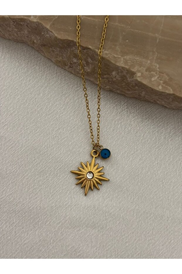 Shimal Steel Necklace with Evil Eye Bead Detail