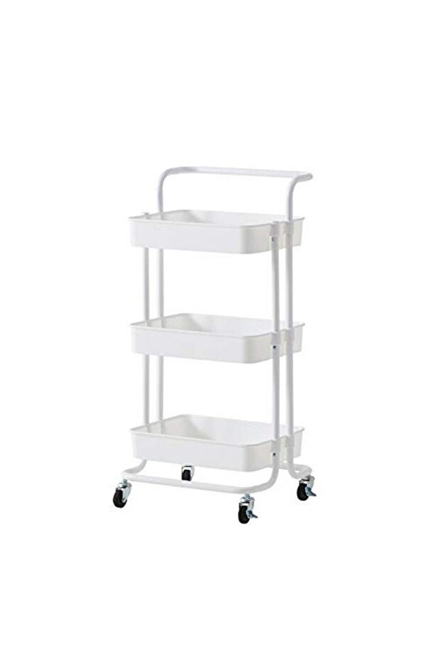 3 Tier Storage Cart with Wheels, Utility Trolley Organizer for Kitchen Bathroom Office