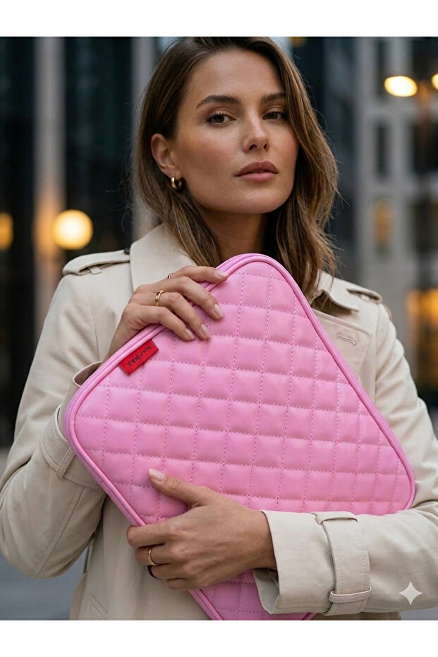13.6 Inch MacBook Air Pro Compatible Pink Vegan Leather Laptop Case - Compatible with 11-12-13-13.6 Inch Devices