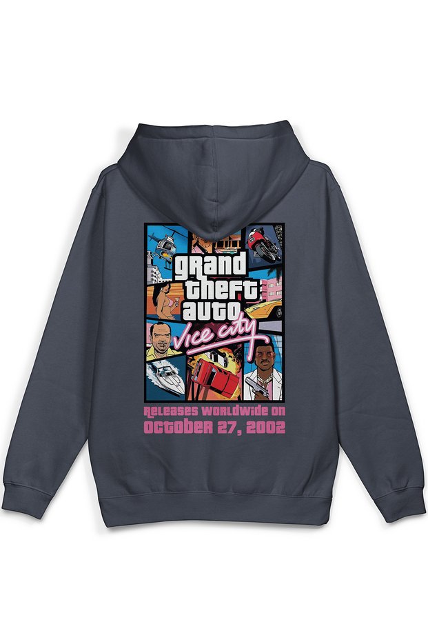 Gta Vice City Sırt Printed Hooded Yarı Oversized Sweatshirt Smoked Hoodie 1314