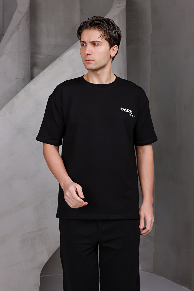 Men's Printed Oversized Crew Neck 2 Two Thread Ko Compact -Shirt