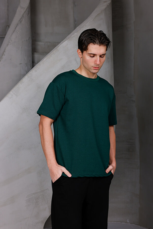 Tricou pentru bărbați Basic Oversize Crew Neck 2 Two Yarn Compact - 5