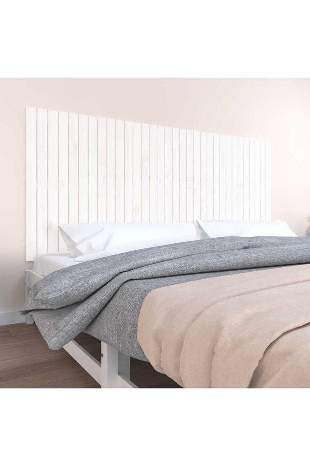 Wall-mounted headboard, white, 204x3x90 cm, solid pine wood