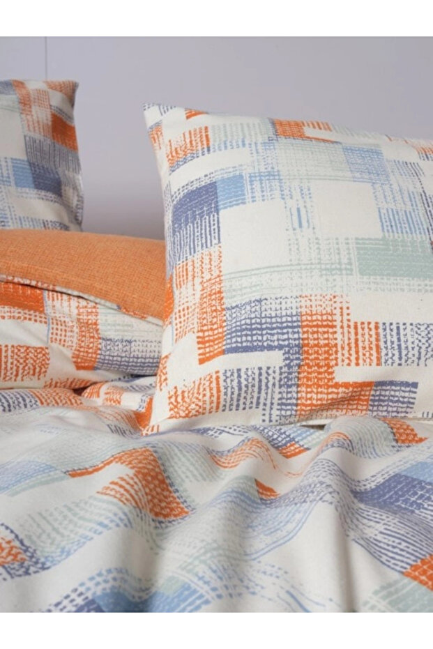 Flannel Bed Linen Set Double Rina Terracotta