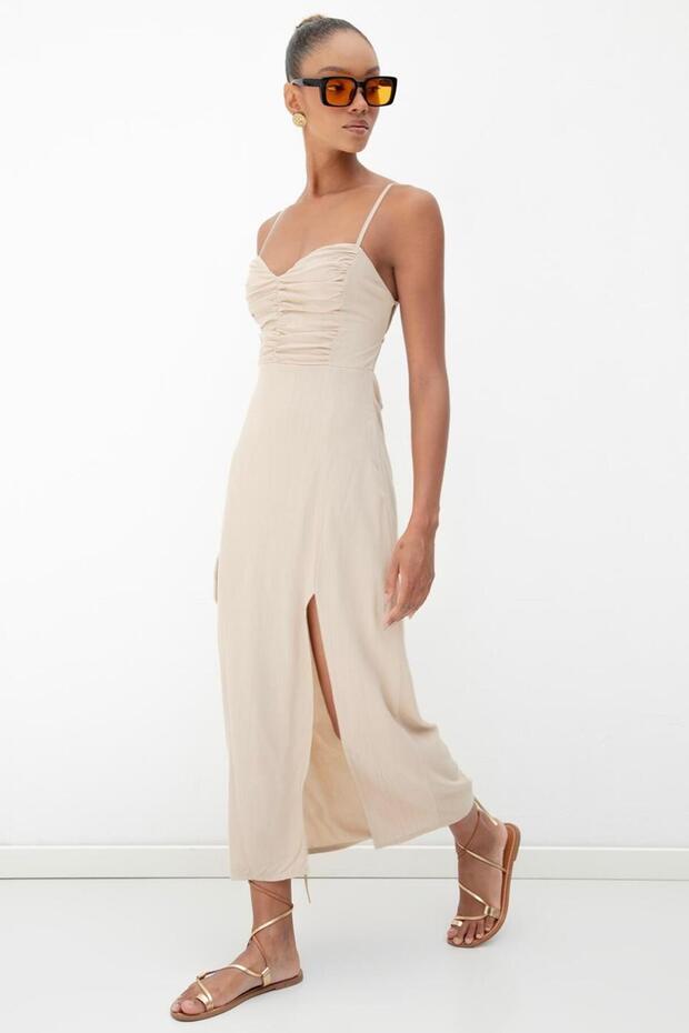 Askılı Midi Korse Elbise - 4