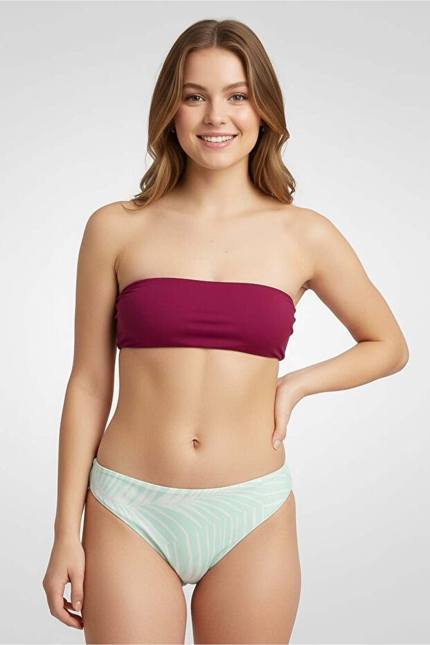 Women Allover Print Bikini Bottom, Light Green