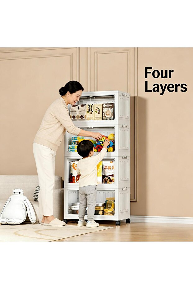 Multi-layer foldable with wheels storage box, suitable for various scenarios - 3