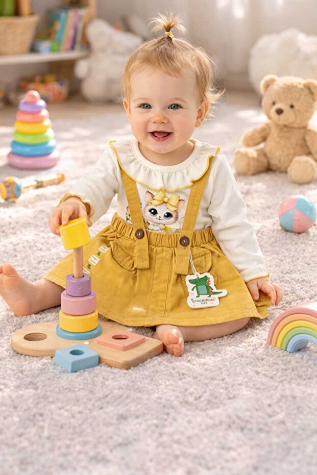 Girl's Jeans (Jeans) Strap Skirt Set (6/9/12/18) Months